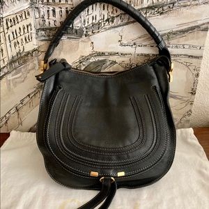 Auth Chloe Medium Marcie Hobo Bag Black